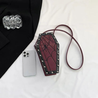 Women Coffin Satchel Bag Cartoon PU Leather Halloween Sling Purse (Style 5)