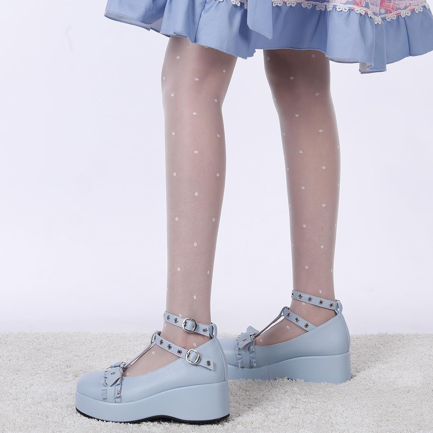 Mary Jane Shoes Women Goth Platform Heels Chunky Heel Pumps with Ankle Strap Wedge Heels for Women