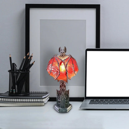 Gothic Wings of Night Halloween Bat Lamp, with Red Light Glow, Vampire Style Halloween Table Decorations