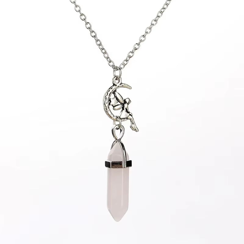 Natural Stone Reiki Chakra Protection Pendant Necklace Wicca Witchy Witch Pagan Esoteric Divination Gothic Women Jewelry Gift