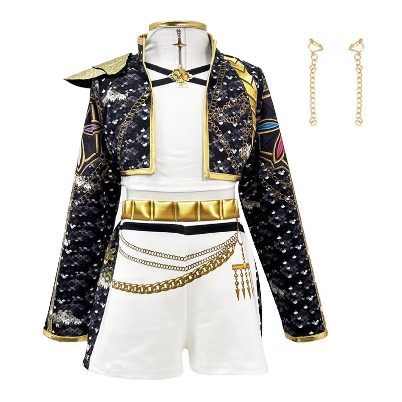 Kpop Demon Hunter Costume Rumi Halloween Cosplay Hot Girls Show Costume Black Shiny Set Halloween Girls Anime Clothing