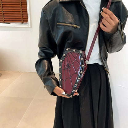Women Coffin Satchel Bag Cartoon PU Leather Halloween Sling Purse (Style 5)