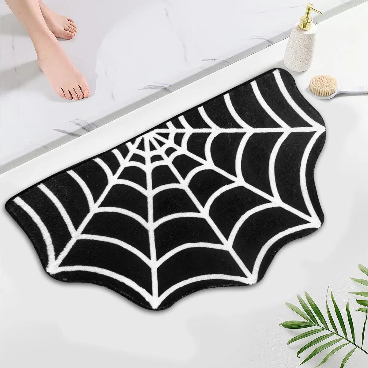 Spider Web Bath Mat 19.7 X 31.5 in Large Spider Web Rugs for Bedroom Gothic Home Decor Witchy Horror Goth Room Rugs Machine Washable Non-Slip Area Rugs for Front Door Kitchen