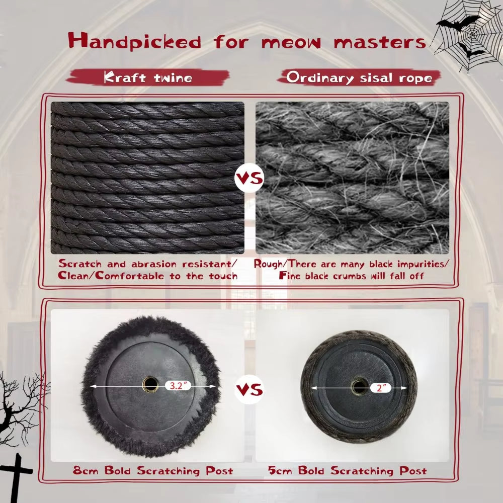 Gothic Cat Tree with Coffin Bed，55" Cat Tower with Spacious Cat Condo，Scratching Posts，Spider Hanging Ball，Multi-Level Cat Activ