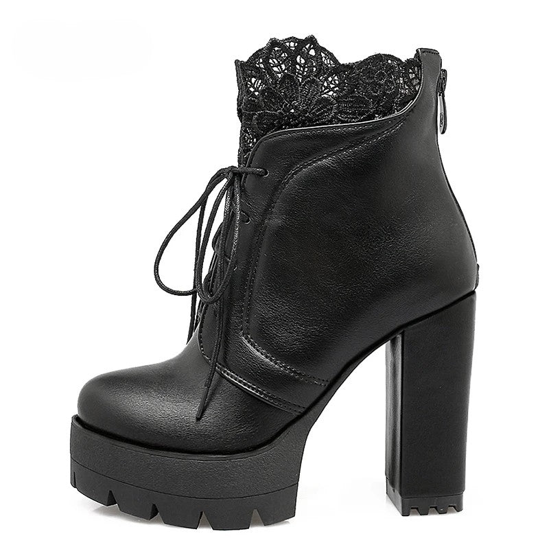 Dark Fae Gothic Lace Top High heeled Boot