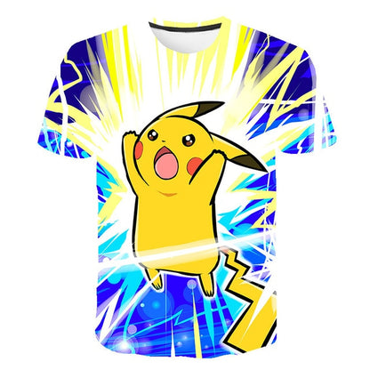 3D Movie Detective Pokemon Pikachu T-shirt For Boy/girl Tshirts Fashion Summer Casual Tees Anime Cute Cartoon Clothes