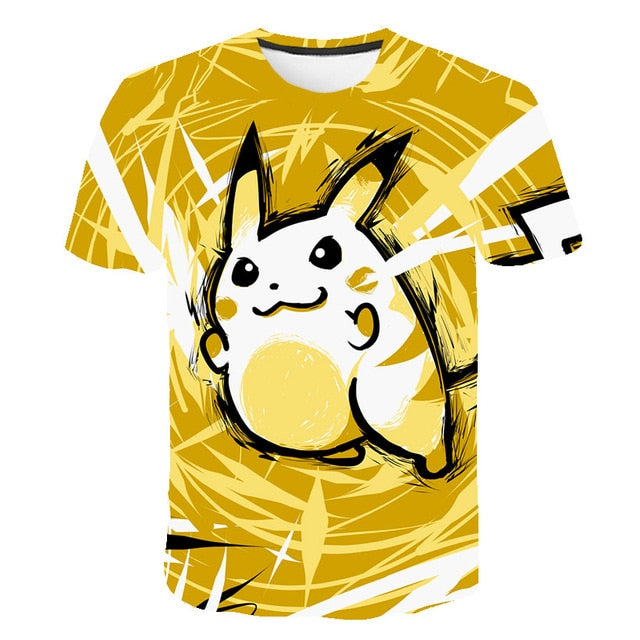 3D Movie Detective Pokemon Pikachu T-shirt For Boy/girl Tshirts Fashion Summer Casual Tees Anime Cute Cartoon Clothes