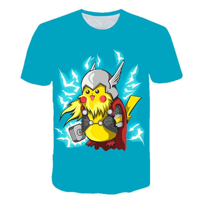 3D Movie Detective Pokemon Pikachu T-shirt For Boy/girl Tshirts Fashion Summer Casual Tees Anime Cute Cartoon Clothes