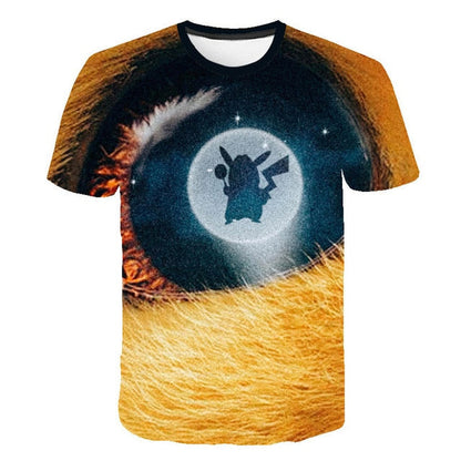 3D Movie Detective Pokemon Pikachu T-shirt For Boy/girl Tshirts Fashion Summer Casual Tees Anime Cute Cartoon Clothes