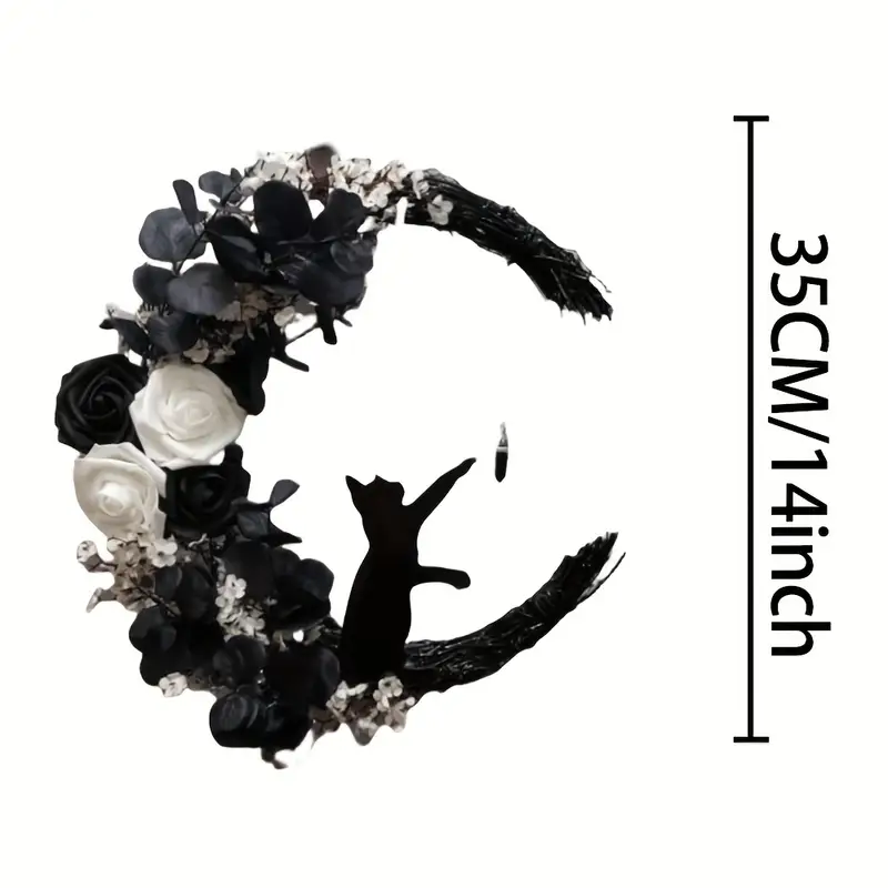 Gothic Cat Moon Wreath